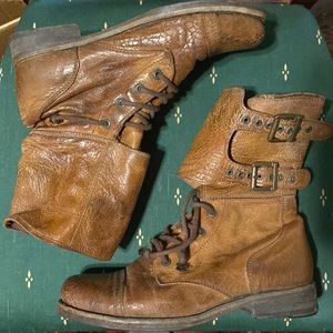 Brown Leather All Saints lace up boots, 40